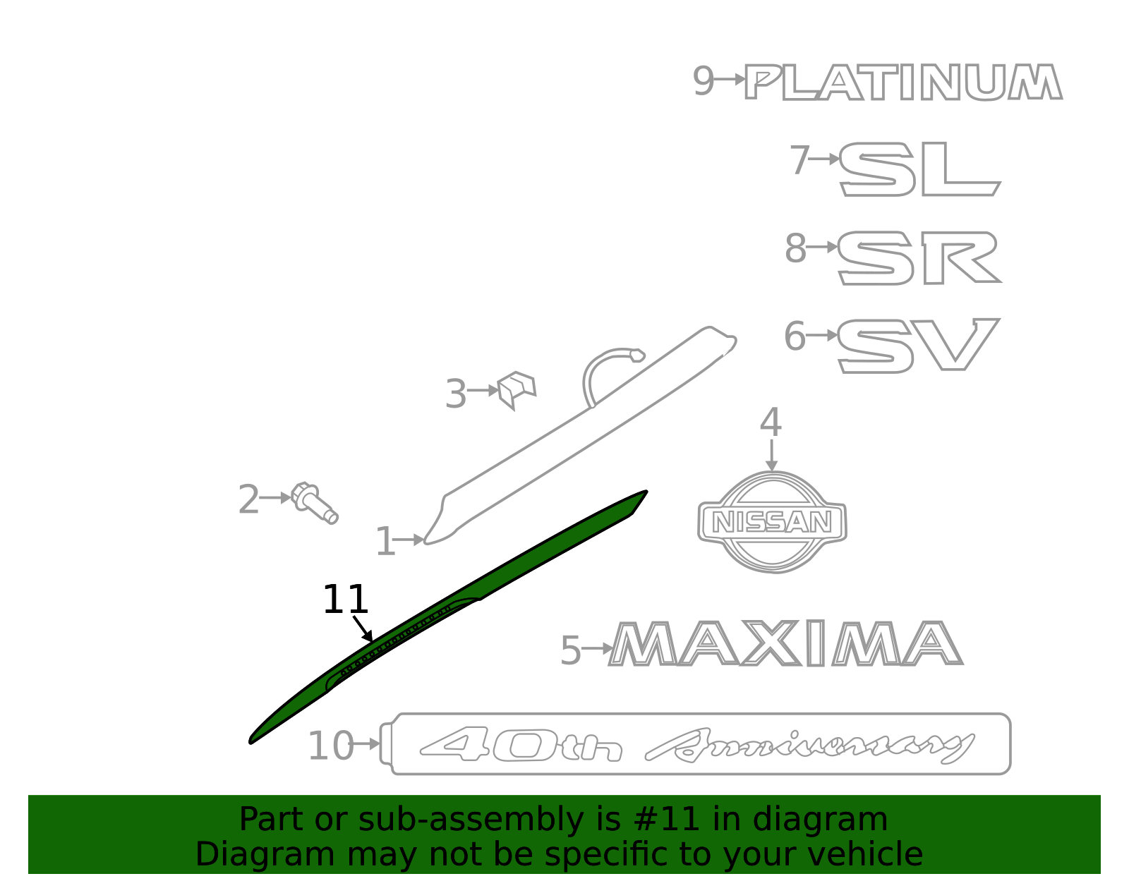 Spoiler, Rear Decklid - Nissan (T99J1-4RA8A)