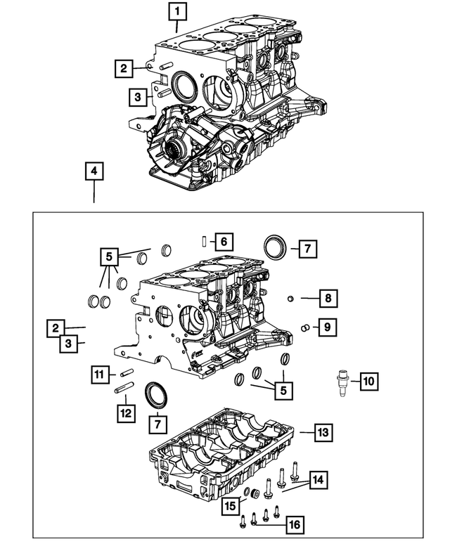 68238704AA - 1.4L Gas; Engine: Short Block Engine for Mopar Image