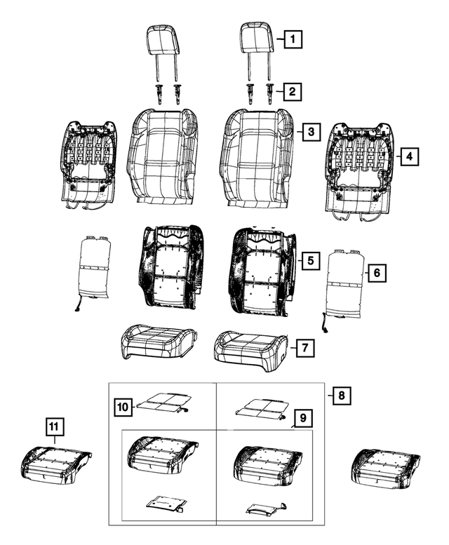 68281997AE - Interior Trim: Front Seat Back Foam, Right for Mopar Image