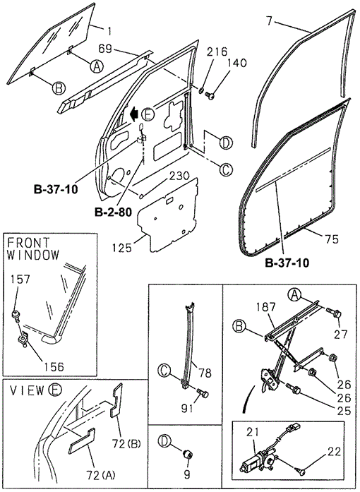 Front Door Glass  - Regulator for 1996 Acura SLX #0