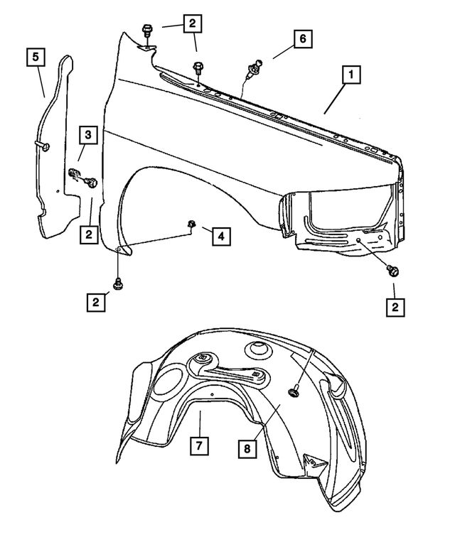 « 55276483AC – Body Sheet Metal Except Doors : Montage D`aile Support pour Mopar Image »