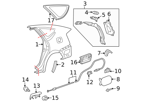 Glass & Hardware for 2005 Toyota Prius #1