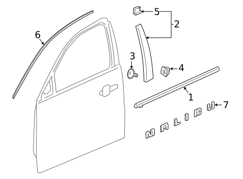 Exterior Trim - Front Door for 2021 Chevrolet Malibu #0