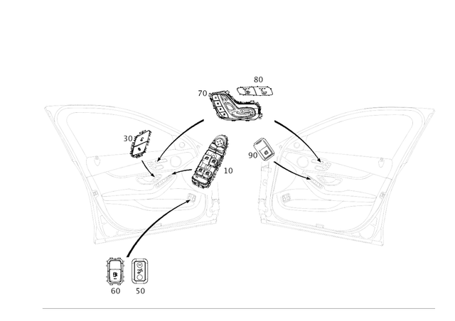 2059055151 - Electrical System: Switch Block for Mercedes-Benz: C350e, C400, C43 AMG, C450 AMG, C63 AMG, C63 AMG S, GLC300, GLC43 AMG, GLC63 AMG, GLC63 AMG S Image image
