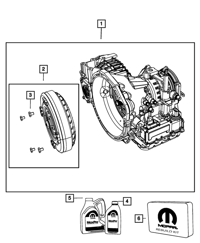 R8010452AC - 4-Speed; Automatic VLP Transaxle: With Torque Converter Transaxle Package, Remanufactured for Mopar Image