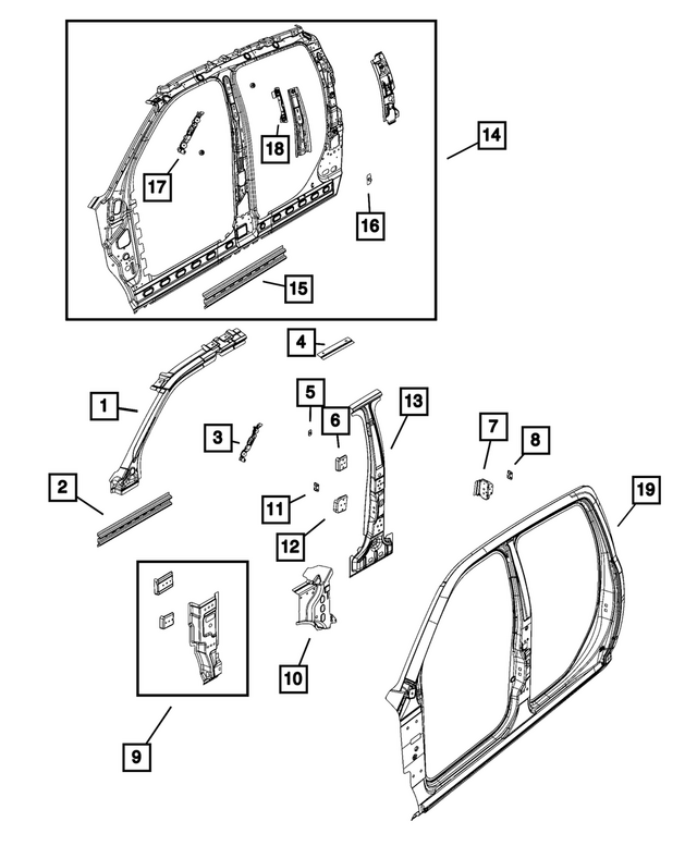55372330AA - Body Sheet Metal Except Doors: Sill Reinforcement for Mopar Image