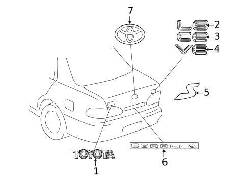 Exterior Trim - Trunk for 2002 Toyota Corolla #0
