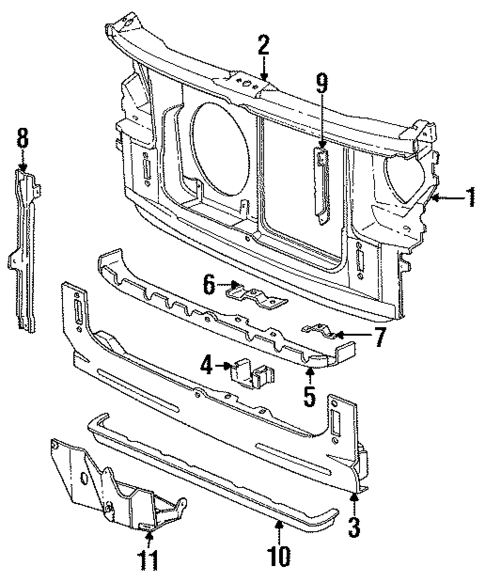 Radiator Support for 1988 Dodge Caravan #0