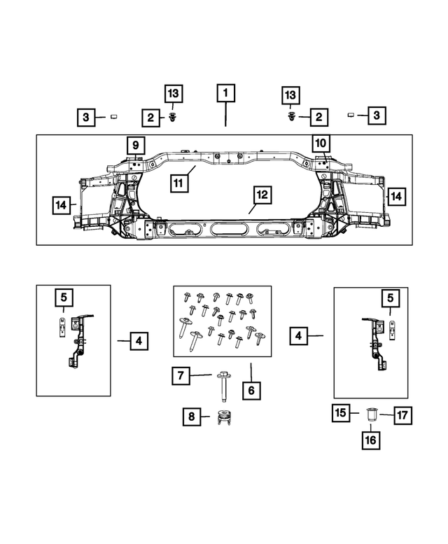 68237686AA - Cooling: Radiator Closure Panel Crossmember for Mopar Image