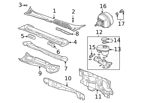 Master Cylinder - Components On Dash Panel for 2009 Cadillac STS #11