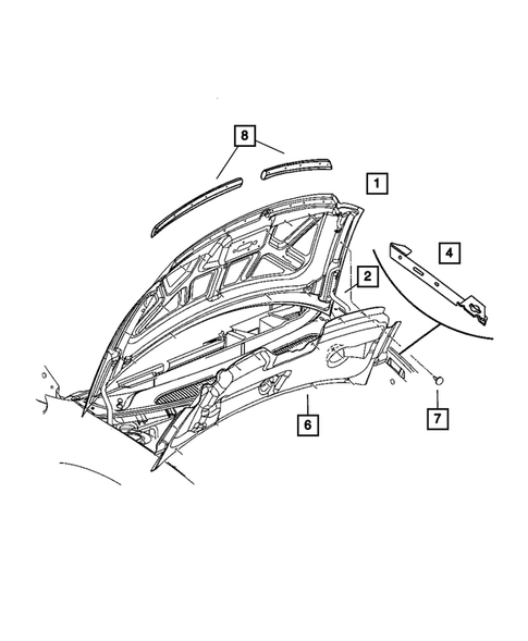 Hood and Hood Release for 2005 Chrysler Town & Country #1