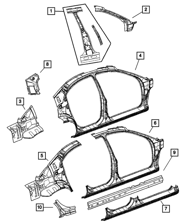 5161792AB - Body Sheet Metal Except Doors: B Pillar Inner Panel, Right for Mopar Image