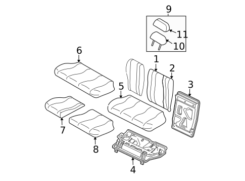 Rear Seat Components for 2004 Ford Focus #0