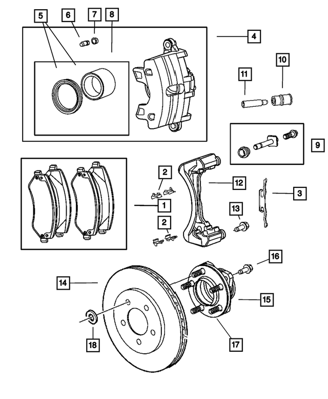 V1013803AE - Service Brakes: Front Disc Brake Pad Kit for Mopar Image