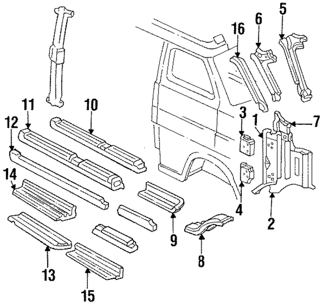 EOUZ1102568A - Body: Extension for Ford: E-150 Econoline, E-150 Econoline Club Wagon, E-250 Econoline, E-250 Econoline Club Wagon, E-350 Econoline, E-350 Econoline Club Wagon Image