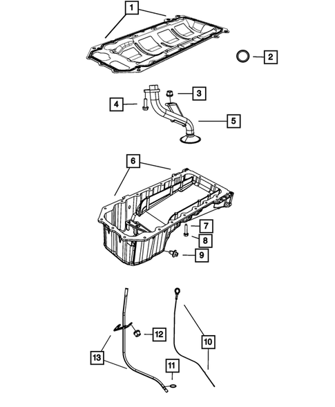 Engine Oiling, Oil Pan and Indicator (Dipstick) for 2010 Chrysler 300 #0