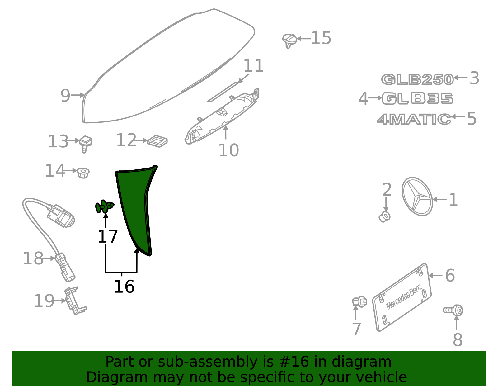 Genuine OEM Rear Spoiler Attachment | 247-790-14-00 | Fits Select 2020 ...