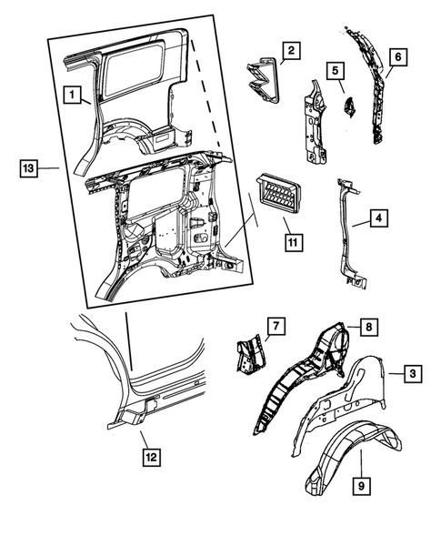 Aperture Panel and Pillar Supports for 2008 Jeep Liberty #1