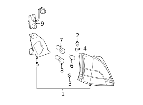 Tail Lamps for 2007 Toyota Yaris #1