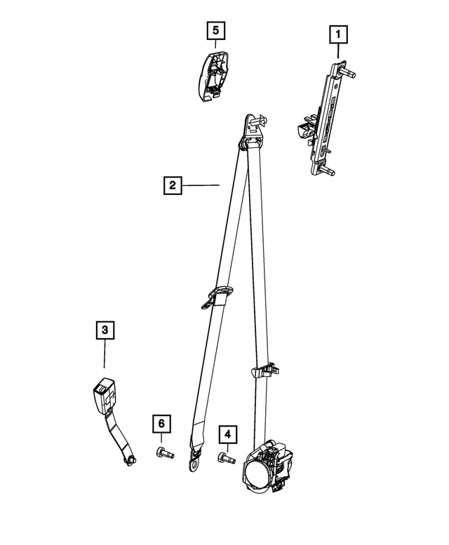 6NC001DVAB - Restraints: Front Outer Seat Belt, Right for Jeep: Compass, Patriot Image
