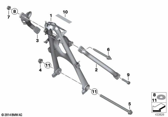 46517671869 - Frame and Mounting Parts: Strut, Black, Left -  for BMW-Motorrad Image