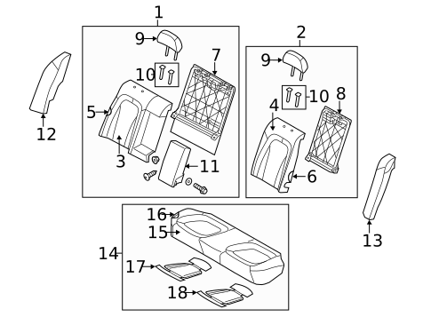 Rear Seat Components for 2012 Kia Optima #1