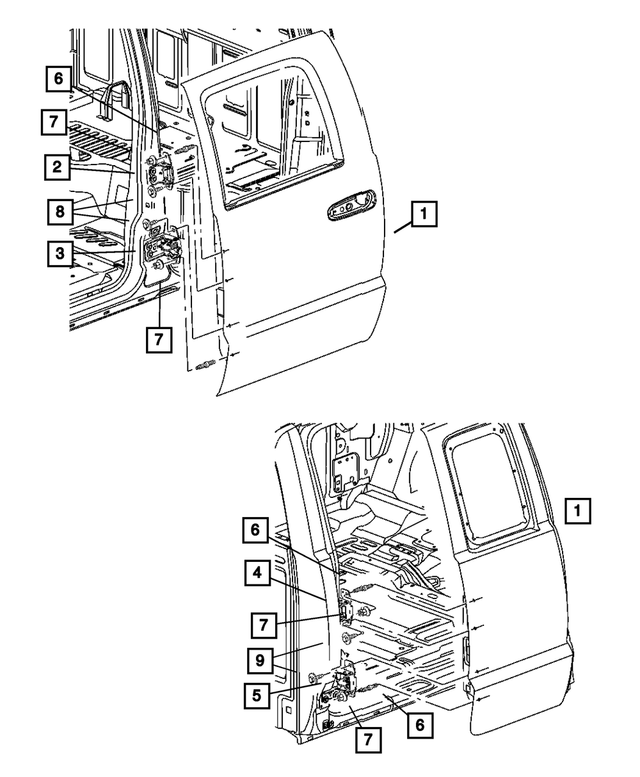55359814AB - Doors and Related Parts: Rear Door Hinge, Right for Mopar Image
