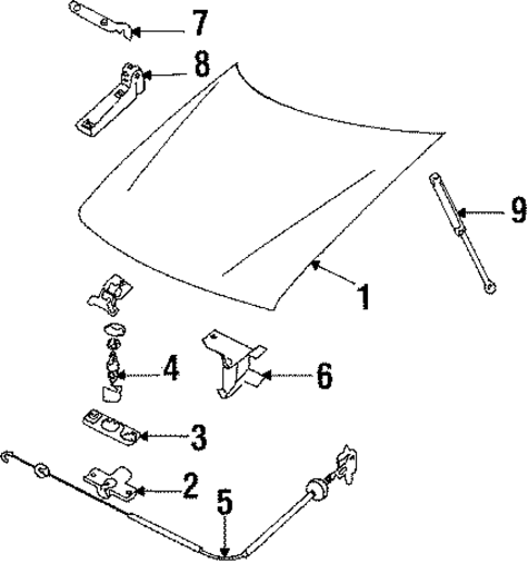 Hood & Components for 1995 Saab 9000 #0
