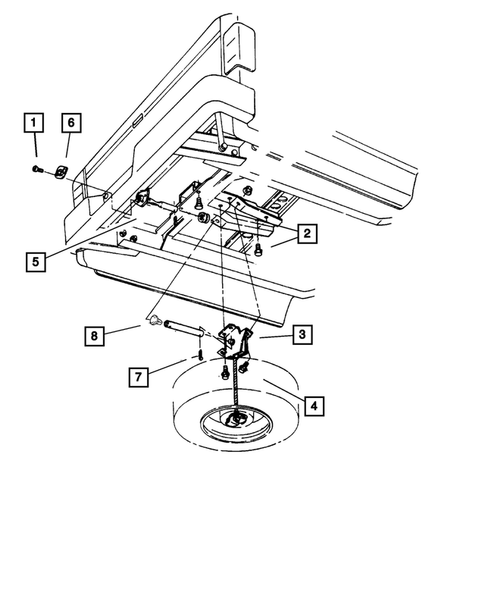 Spare Tire Stowage for 2003 Dodge Dakota #0