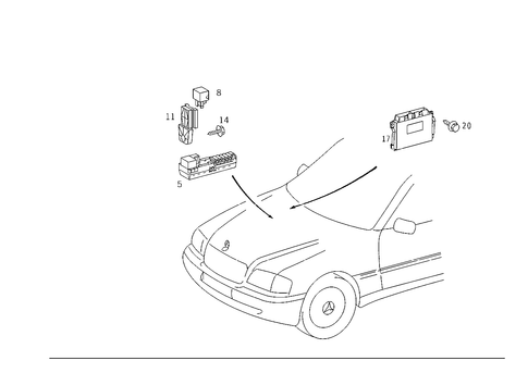 Electrical Compartment in Co-Driver Legroom for 2000 Mercedes-Benz C43 AMG #0