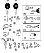 4778149 - Wiper/Lock Cylinder and Keys: Door Lock Cylinder Cap for Mopar Image