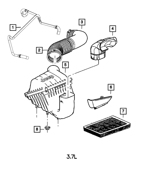 53013723AB - Fuel: Cylinder Head To Air Cleaner Hose for Jeep: Liberty Image