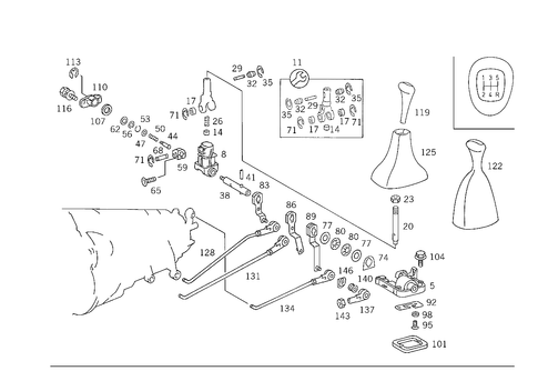 Floor Shift Used with Manual Fivespeed Transmission for 1990 Mercedes-Benz 300SE #0