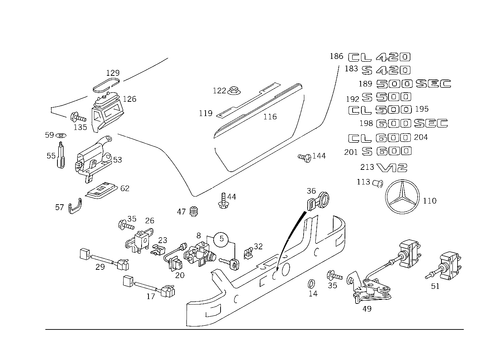 Rear Lid Latch-Type Lock for 1993 Mercedes-Benz 500SEC #0
