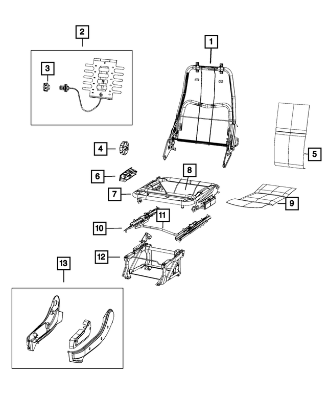 68236632AA - Interior Trim: Front Seat Back Frame for Mopar Image image