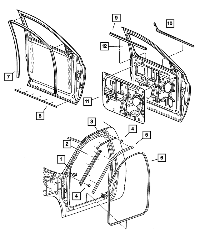68031801AA - Doors and Related Parts: Bodyside Seal Retainer, Left for Mopar Image