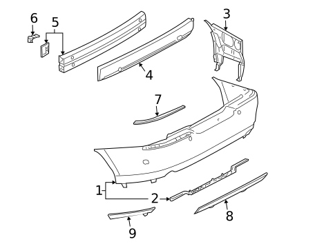 Bumper & Components - Rear for 2004 Lincoln LS #0