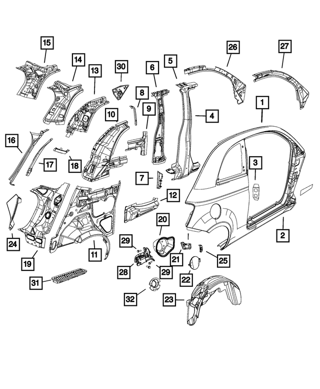 68070644AC - : Lift-Gate Opening Trough, Right for Mopar Image