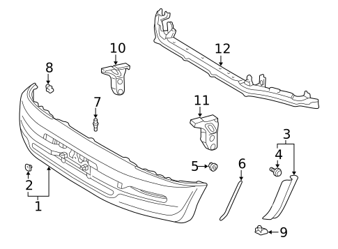 Bumper & Components - Front for 1997 Toyota RAV4 #0