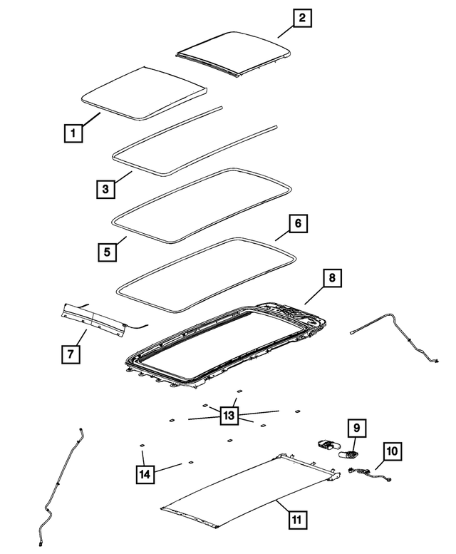 68518684AA - Body Sheet Metal Except Doors: Sunroof Glass, Front for Mopar Image