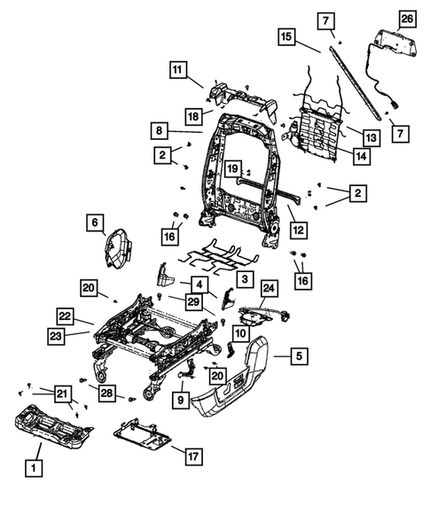 Front Seats - Adjusters, Recliners, Shields and Risers for 2016 Ram 3500 #0