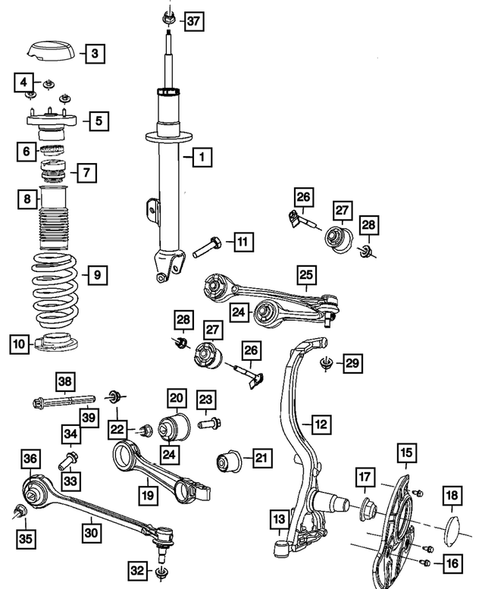 Front Suspension, Strut and Cradle for 2014 Dodge Challenger #0