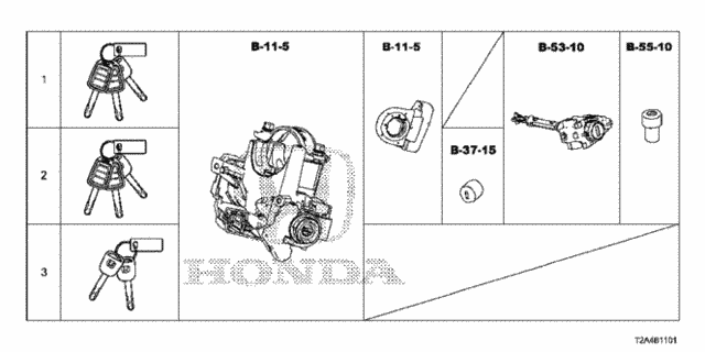 Key Cylinder Set for 2016 Honda Accord #0