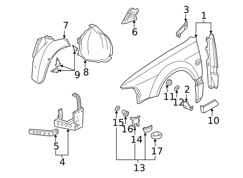 Exterior Trim - Fender for 2003 Audi A8 Quattro #0