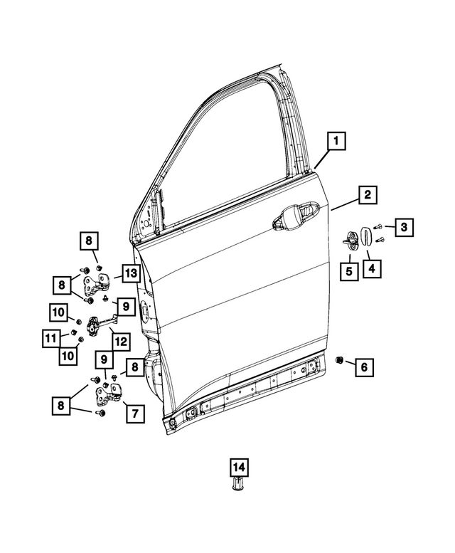 68242542AD - Doors, Door Mirrors and Related Parts: Front Door, Right for Mopar Image