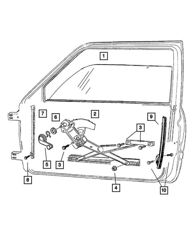 55135397AB - Doors and Related Parts: Front Door Glass, Left for Mopar Image image