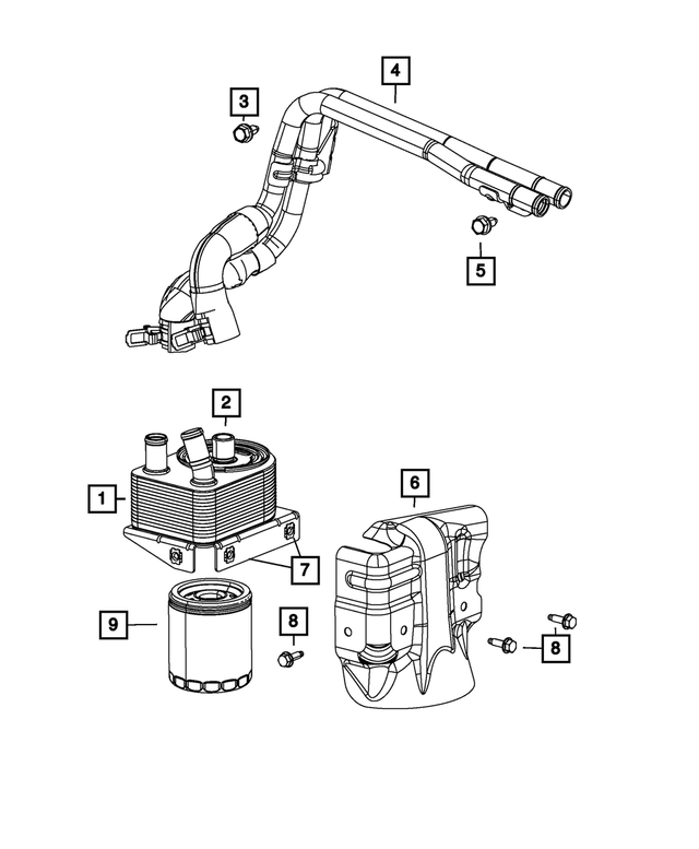 5048442AB - 2.4L Gas; Engine: Oil Cooler Tube And Hose for Mopar Image image
