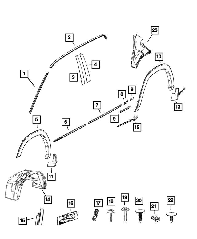 68289844AC - Exterior Ornamentation: Roof Molding, Right for Mopar Image