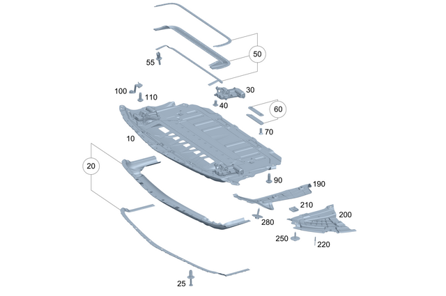 2325202400 - Engine Compartment Lining/Air Intake: Cover, Engine Comp. Lower for Mercedes-Benz Image image