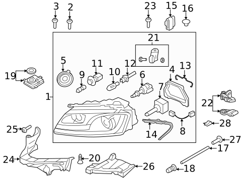 Headlamp Components for 2011 Audi S5 #6